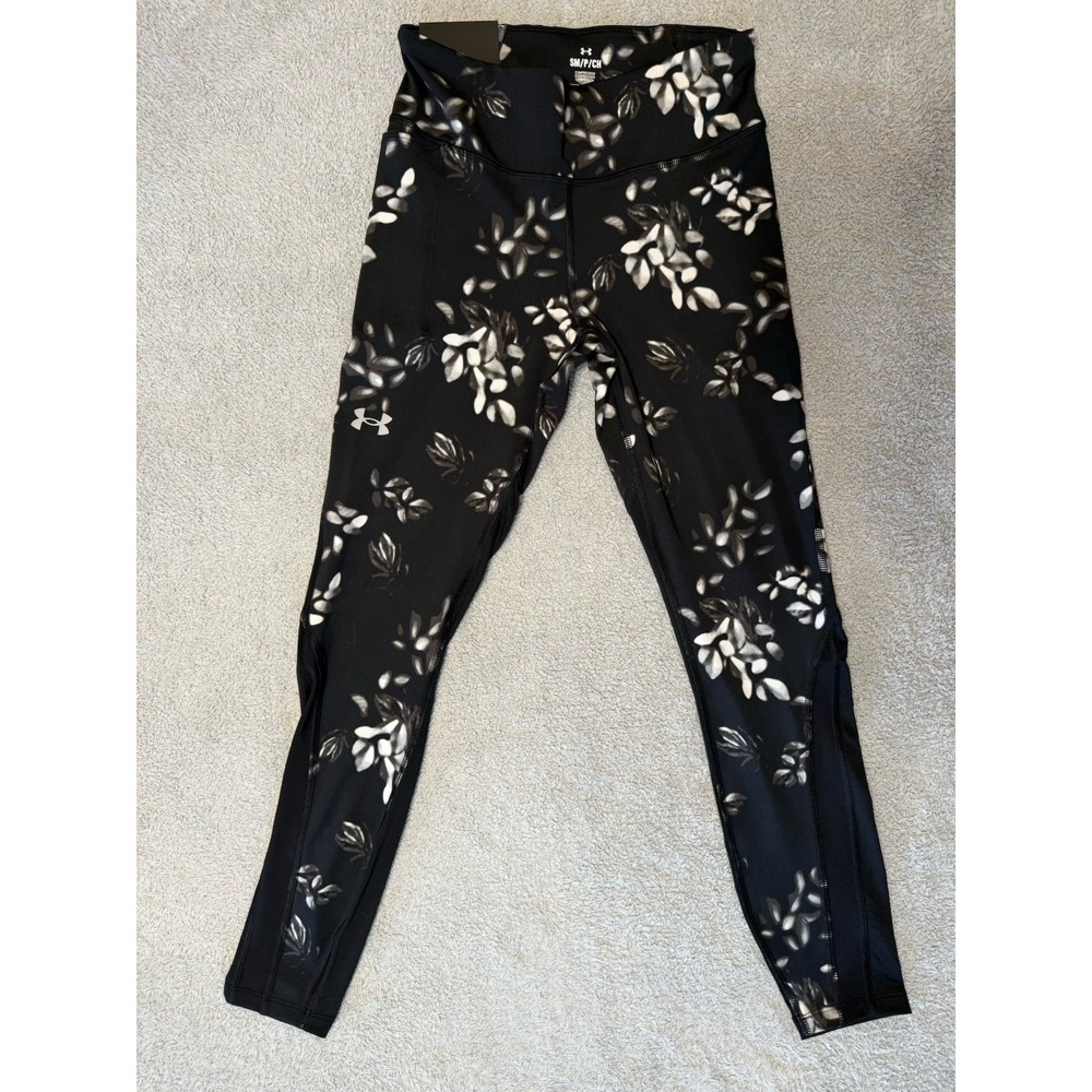 NWT Under Armour Mileage Ankle Compression Black Floral Leggings Womens Size S‎
